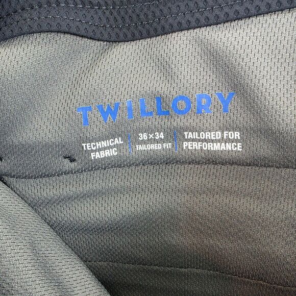 TWILLORY Men's Performance Blue Technical Fabric Tailored Fit Texture Size 36x34 - Picture 6 of 16